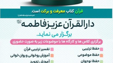 برگزاری کلاس های آموزشی درالقران عزیز فاطمه
